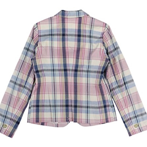 Tommy Hilfiger Madras Check Pink Blue White Single Breasted Blazer - Picture 2 of 10